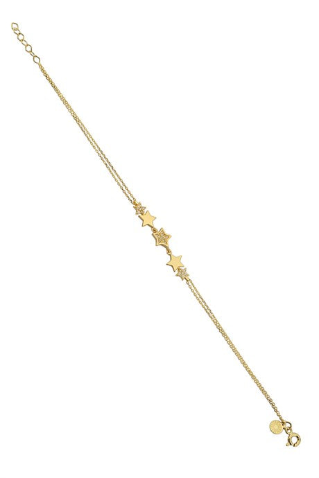 Bracelet étoile en or massif avec pierres précieuses | 14K (585) | 1,98 g