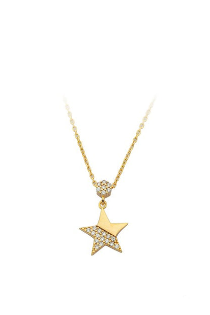 Solid Gold Gemstone Star Necklace | 14K (585) | 1.90 gr