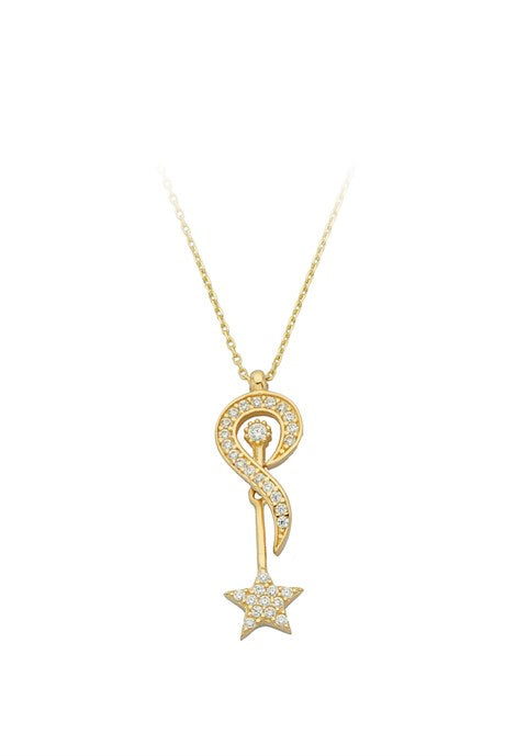 Solid Gold Gemstone Star Necklace | 14K (585) | 2.31 gr