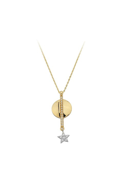 Collar de estrella de piedras preciosas de oro macizo | 14K (585) | 2,86 gramos