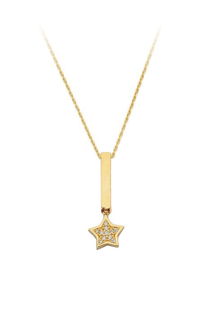 Collar de estrella de piedras preciosas de oro macizo | 14K (585) | 1,77 gramos