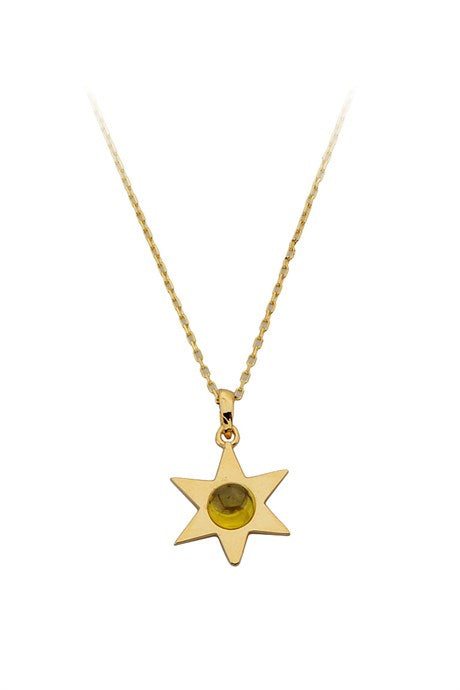 Solid Gold Gemstone Star Necklace | 14K (585) | 1.76 gr