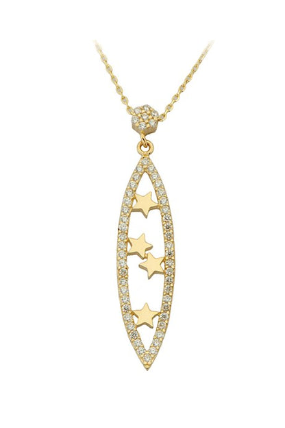 Solid Gold Gemstone Star Necklace | 14K (585) | 2.22 gr