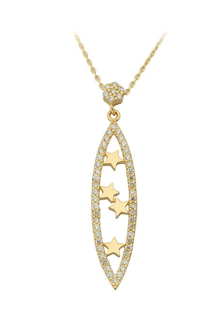 Solid Gold Gemstone Star Necklace | 14K (585) | 2.22 gr