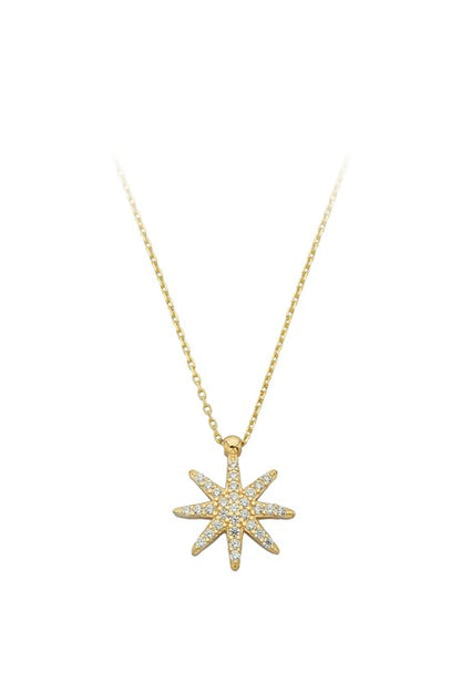 Collar de estrella de piedras preciosas de oro macizo | 14K (585) | 1,85 gramos