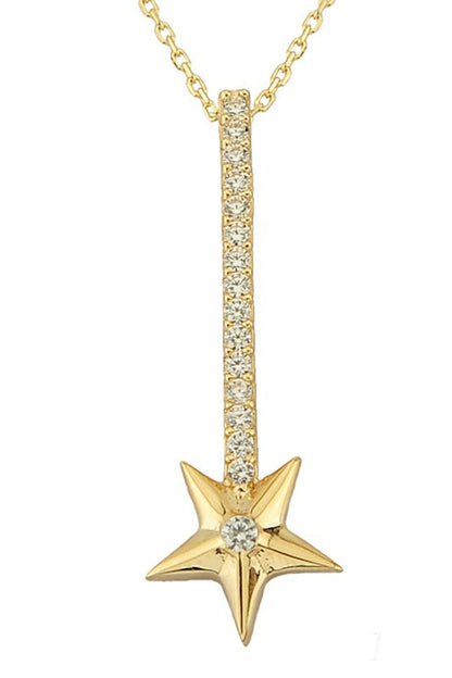 Collar de estrella de piedras preciosas de oro macizo | 14K (585) | 1,79 gramos