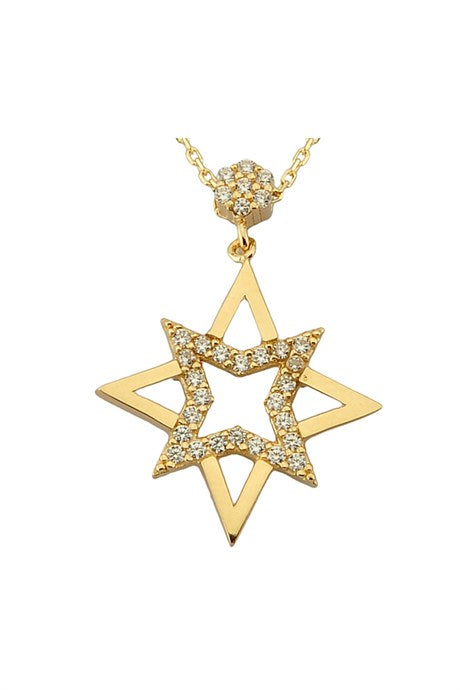 Solid Gold Gemstone Star Necklace | 14K (585) | 2.02 gr