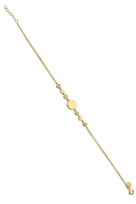 Bracelet étoile en or massif avec pierres précieuses | 14K (585) | 2,85 grammes