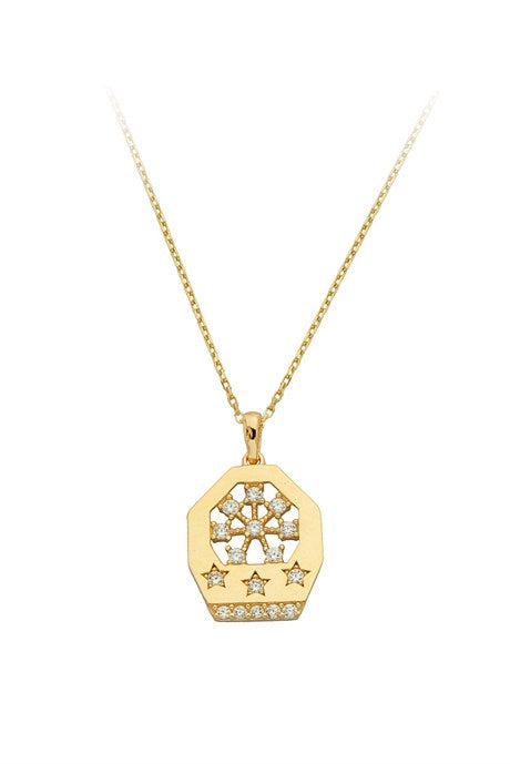 Solid Gold Gemstone Star Necklace | 14K (585) | 2.05 gr