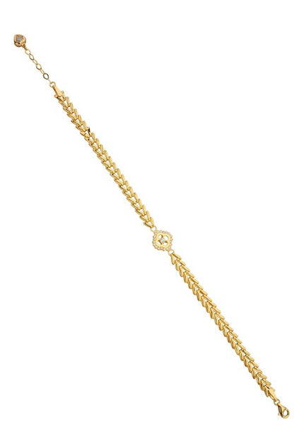 Bracelet trèfle en or massif avec pierres précieuses | 14K (585) | 5.10 gr