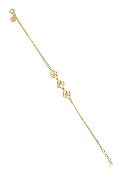 Solid Gold Gemstone Clover Bracelet | 14K (585) | 2.41 gr