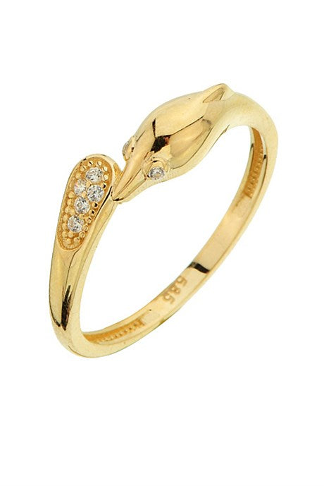 Bague dauphin en or massif avec pierres précieuses | 14K (585) | 1,31 gr