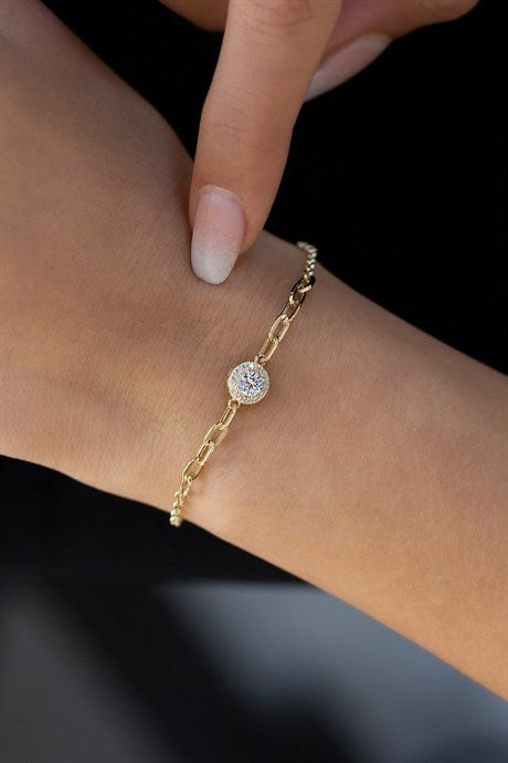 Bracelet solitaire en or massif | 14K (585) | 1,72 g