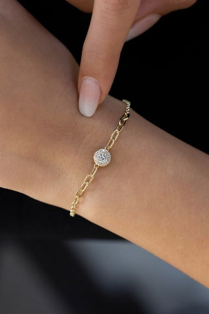 Solid Gold Solitaire Bracelet | 14K (585) | 1.72 gr