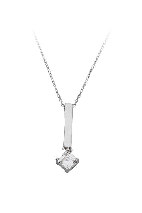 Solid Gold Solitaire Stick Necklace | 14K (585) | 1.43 gr