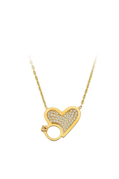 Collar de corazón solitario de oro macizo | 14K (585) | 2,35 gramos