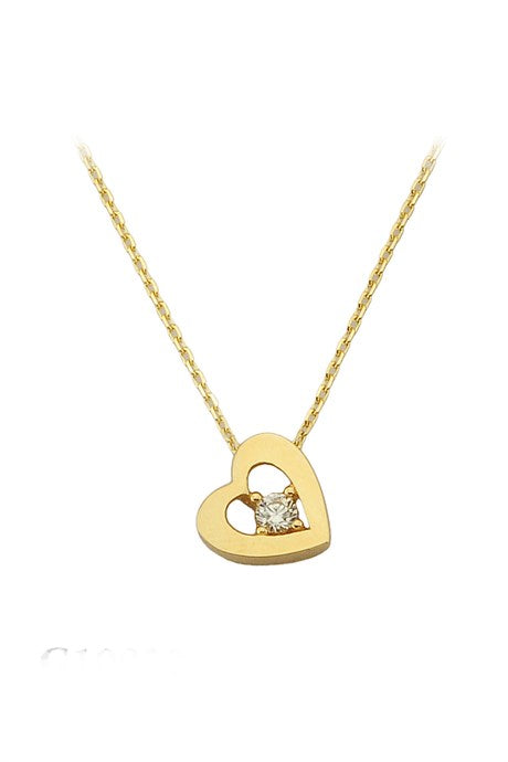 Collar de corazón solitario de oro macizo | 14K (585) | 1,58 gramos