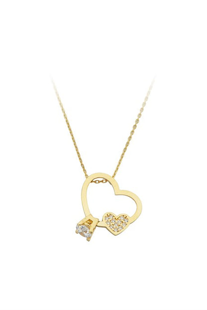 Collar de corazón solitario de oro macizo | 14K (585) | 2,08 gramos