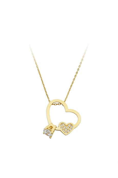 Collier coeur solitaire en or massif | 14K (585) | 2,08 grammes