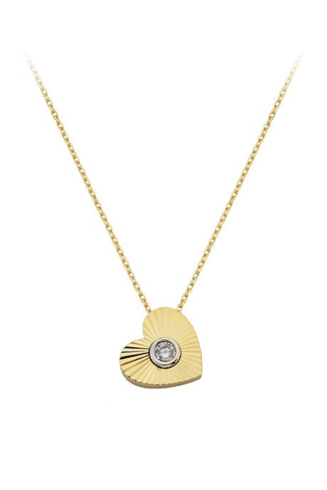 Collier coeur solitaire en or massif | 14K (585) | 2,04 grammes