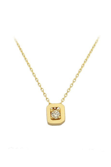 Solid Gold Solitaire Necklace | 14K (585) | 1.47 gr