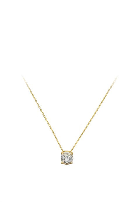 Solid Gold Solitaire Necklace | 14K (585) | 1.83 gr