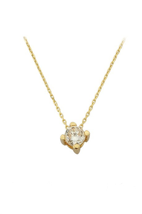 Solid Gold Solitaire Necklace | 14K (585) | 1.46 gr