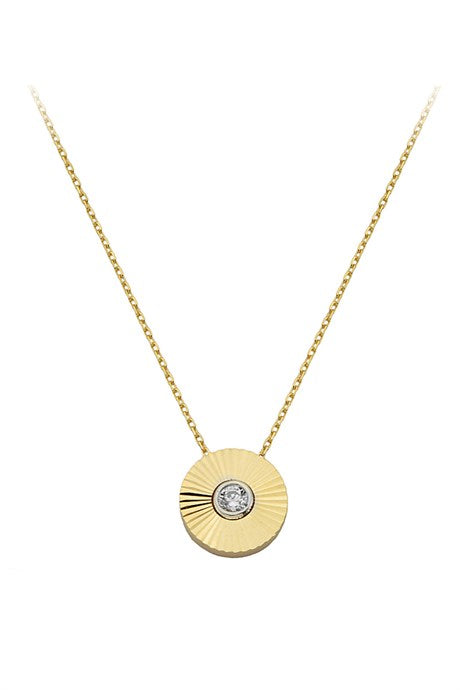 Solid Gold Solitaire Necklace | 14K (585) | 2.14 gr