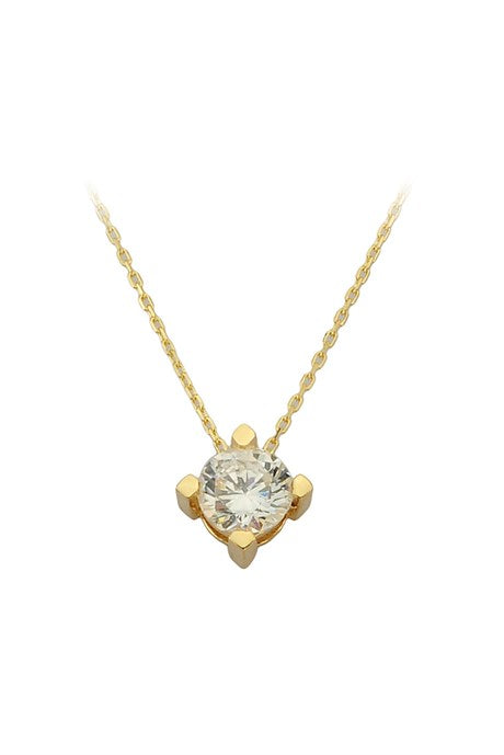 Solid Gold Solitaire Necklace | 14K (585) | 1.81 gr