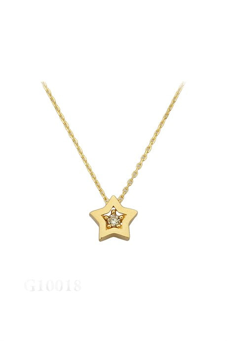 Collar de estrella solitario de oro macizo | 14K (585) | 1,50 gramos