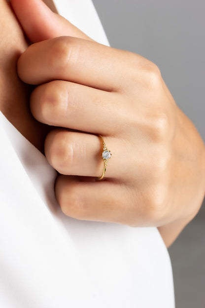 Solid Gold Solitaire Ring