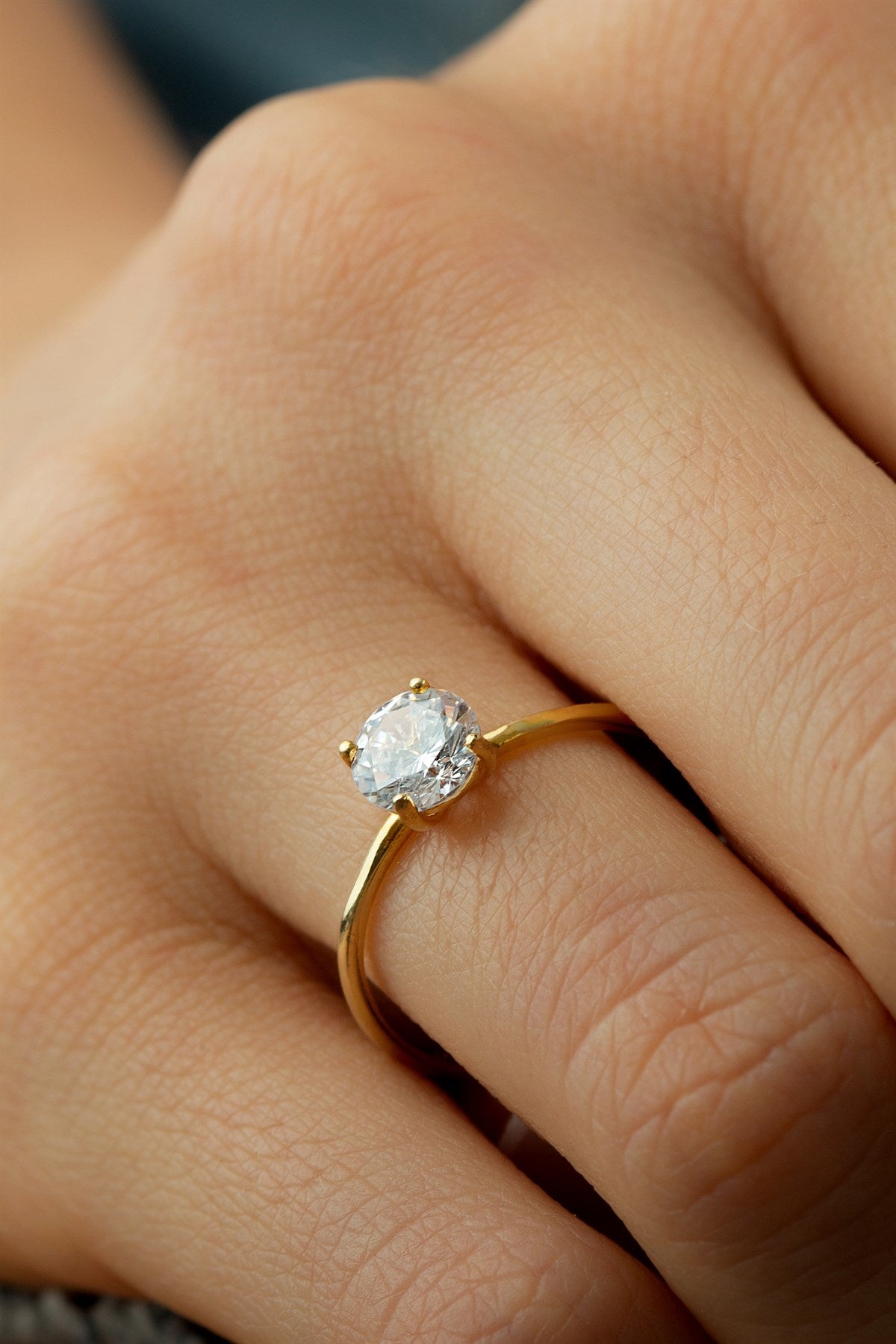 Solid Gold Solitaire Ring