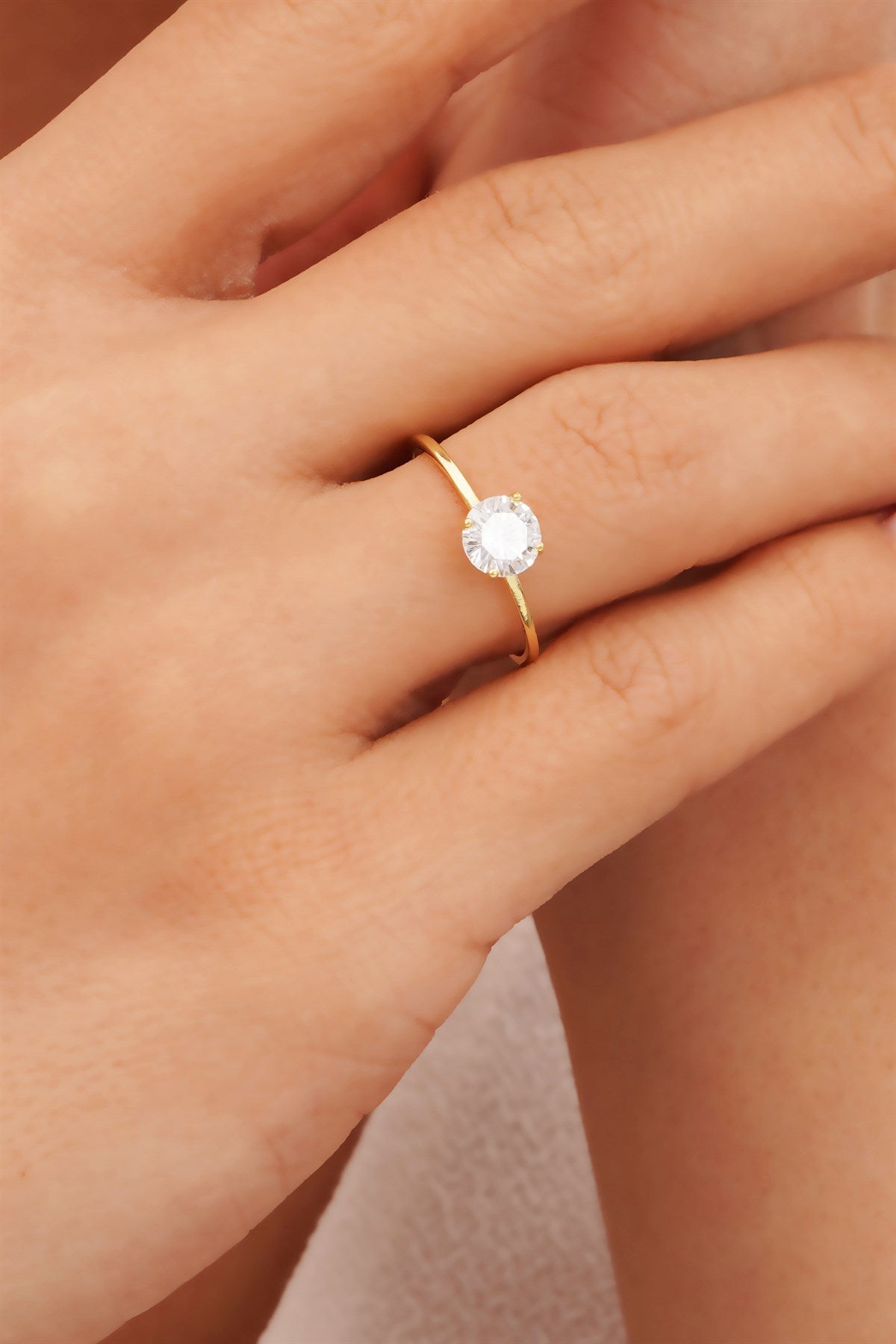 Solid Gold Solitaire Ring