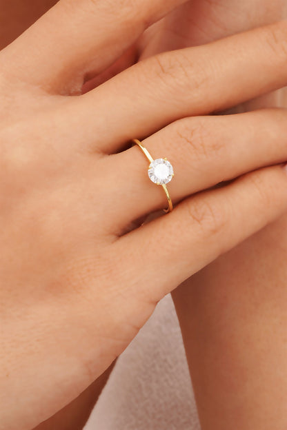 Solid Gold Solitaire Ring