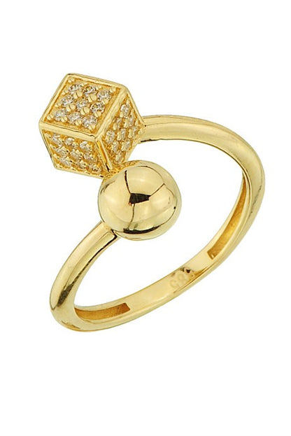 Bague boule en or massif | 14K (585) | 2,62 gr | Anneau réglable