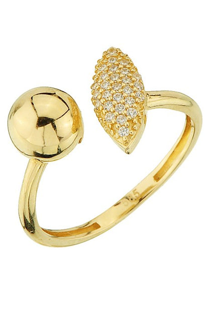 Solid Gold Ball Ring | 14K (585) | 2.96 gr | Adjustable Ring