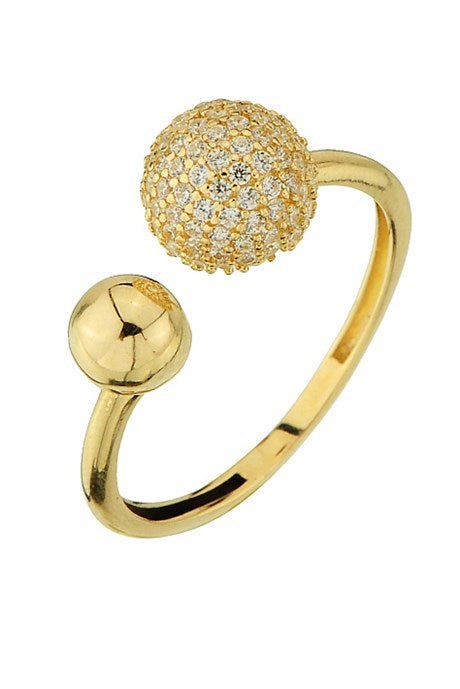 Solid Gold Ball Ring | 14K (585) | 2.37 gr | Adjustable Ring...
