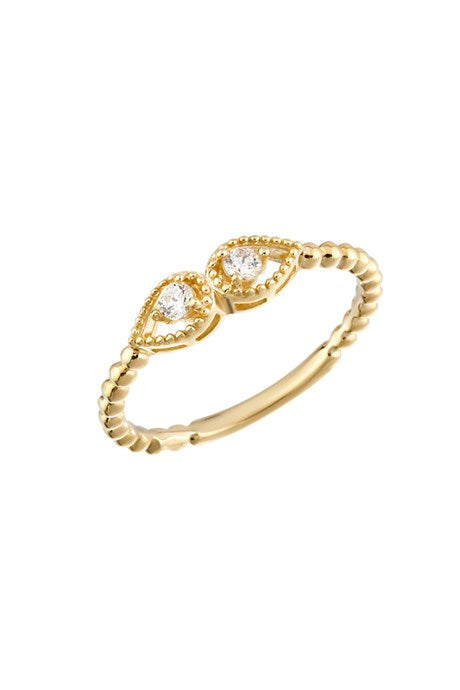 Bague goutte perlée en or massif | 14K (585) | 1,83 g