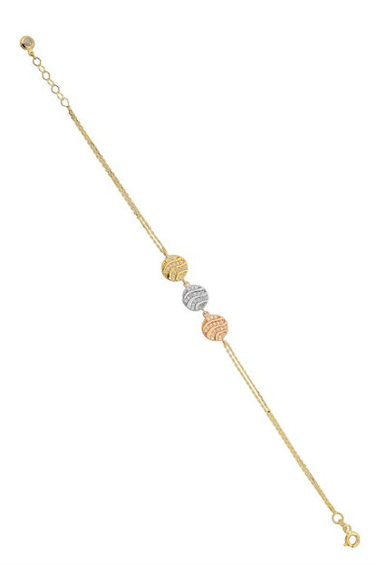 Bracelet trois couleurs en or massif | 14K (585) | 2,72 grammes