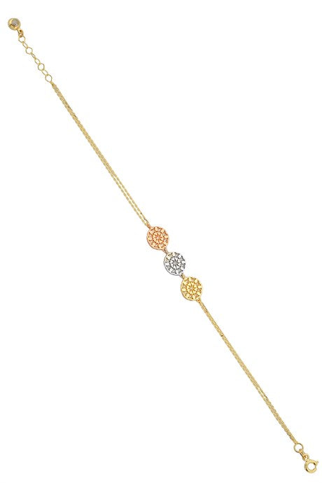 Solid Gold Three Colors Bracelet | 14K (585) | 3.30 gr