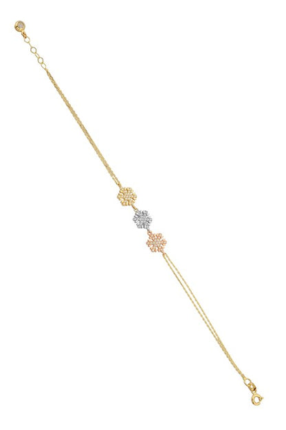 Solid Gold Three Colors Snowflake Bracelet | 14K (585) | 2.63 gr