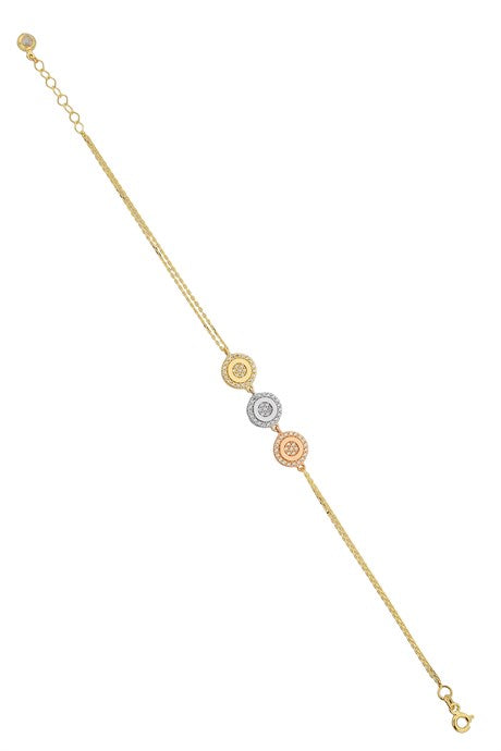 Solid Gold Three Colors Design Bracelet | 14K (585) | 2.92 gr