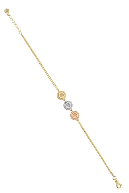 Solid Gold Three Colors Design Bracelet | 14K (585) | 2.92 gr