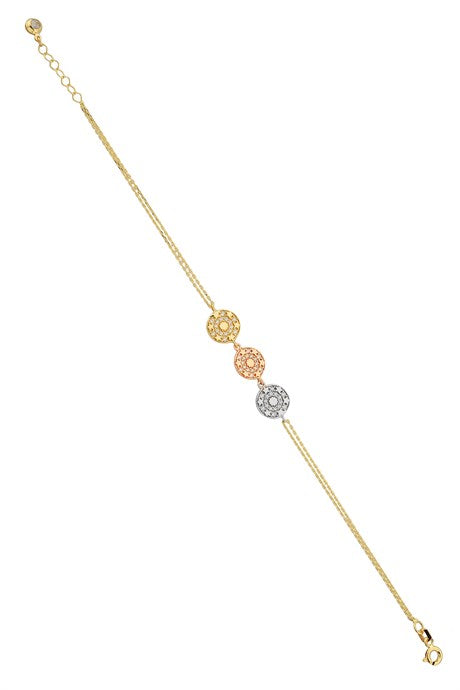Solid Gold Three Colors Star With Figure Bracelet | 14K (585) | 3.10 gr