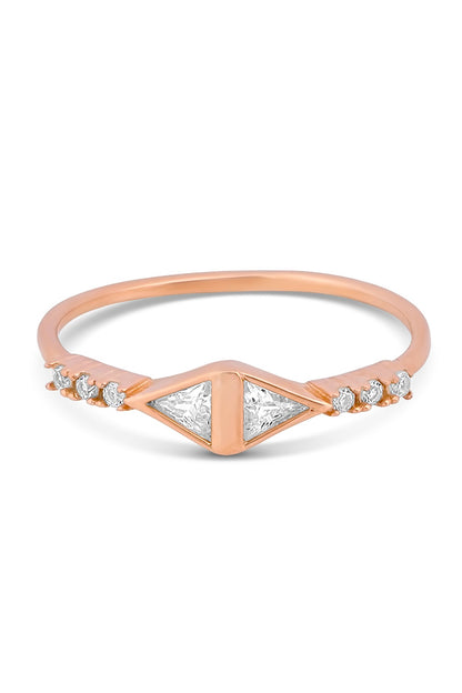 Solid Gold Triangle Gemstone Design Ring