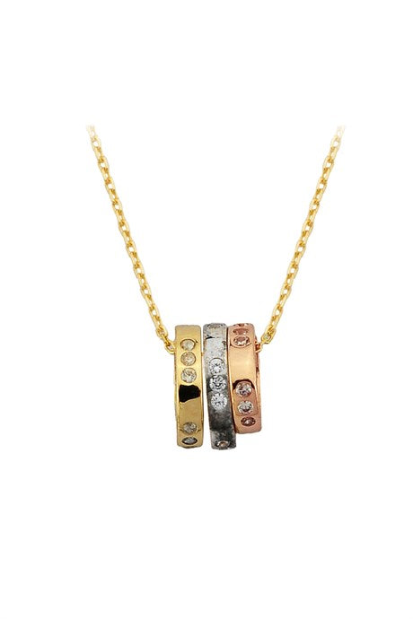 Solid Gold Triple Circle Necklace | 14K (585) | 2.74 gr