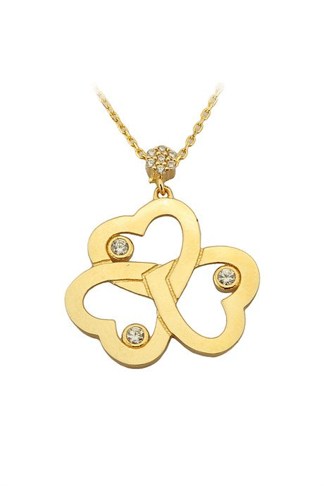 Solid Gold Triple Heart Necklace | 14K (585) | 3.48 gr