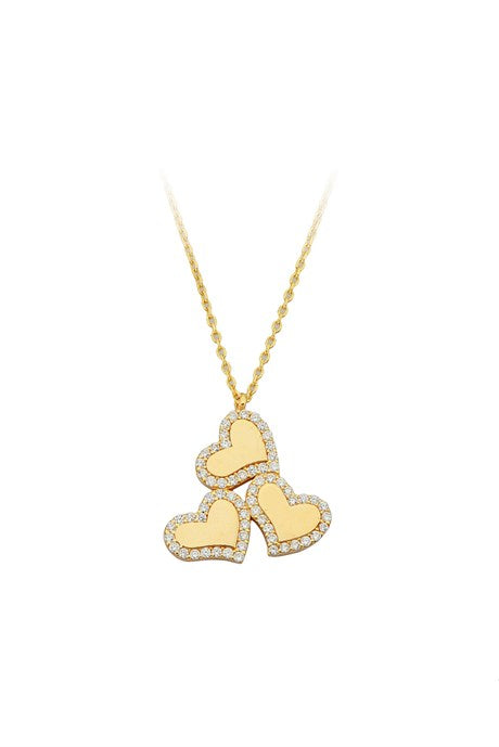 Solid Gold Triple Heart Necklace | 14K (585) | 2.86 gr