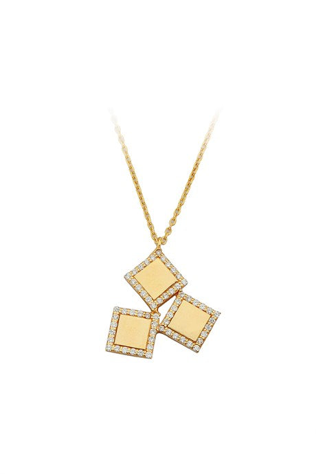 Collier triple carré en or massif | 14K (585) | 2,93 grammes