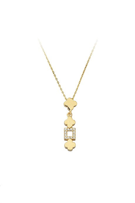 Collier triple trèfle en or massif | 14K (585) | 1,90 gr